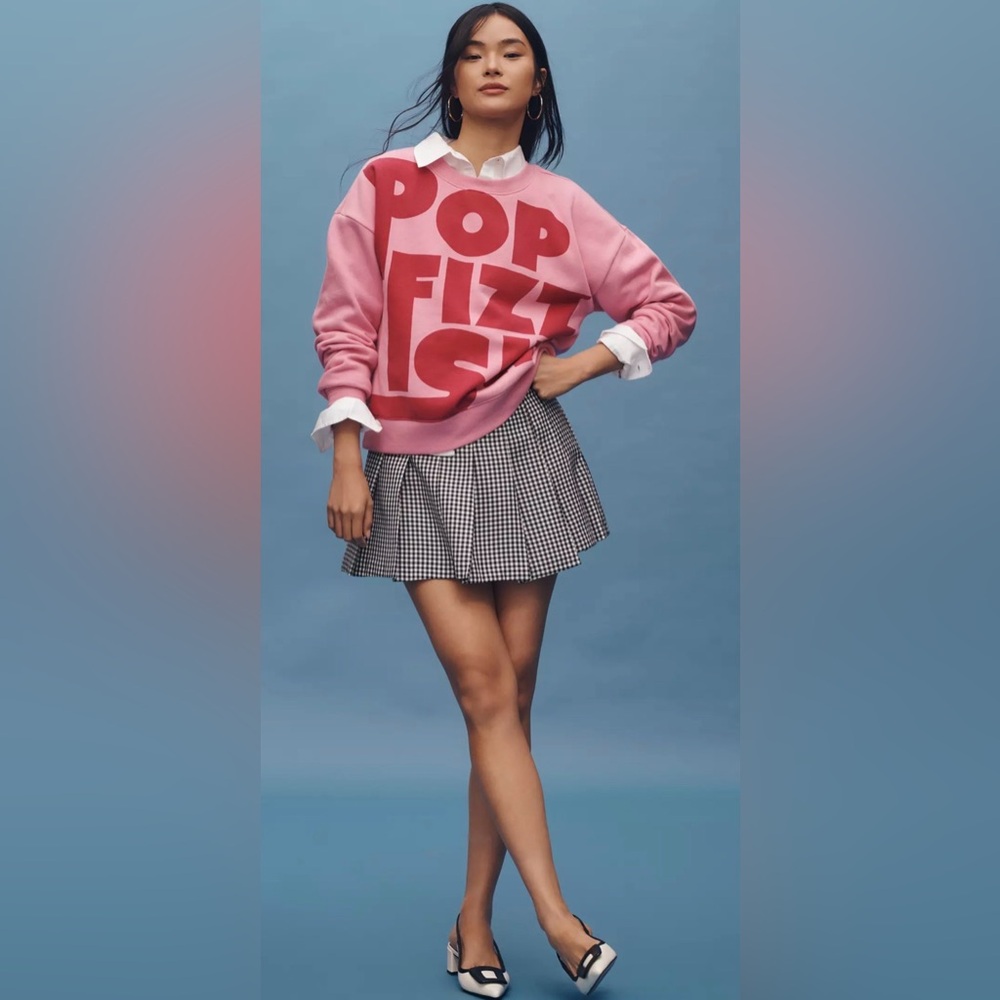 Anthropologie Maeve Pop Fizz Sip Graphic Sweatshirt NWT size Medium